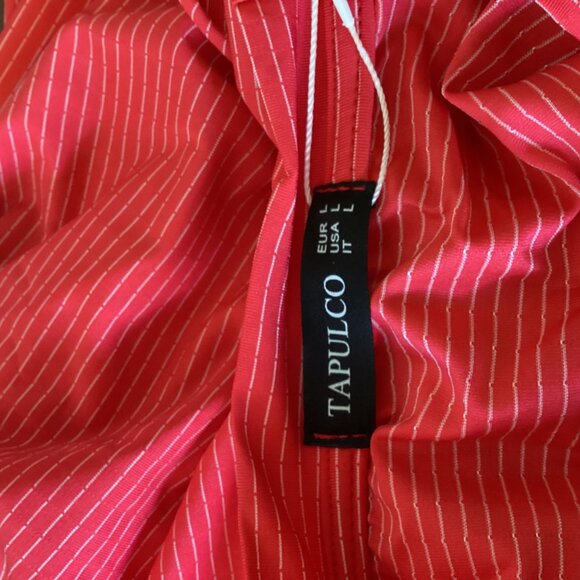 Tapulco Stripe Red Men’s Mandarin Collar Short Sleeve Size L - Picture 4 of 7